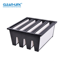 Large Air Flow Combined HEPA Filter W V Bank Shape Air Purifier Galvanization/Aluminum/ABS Plastic Frame